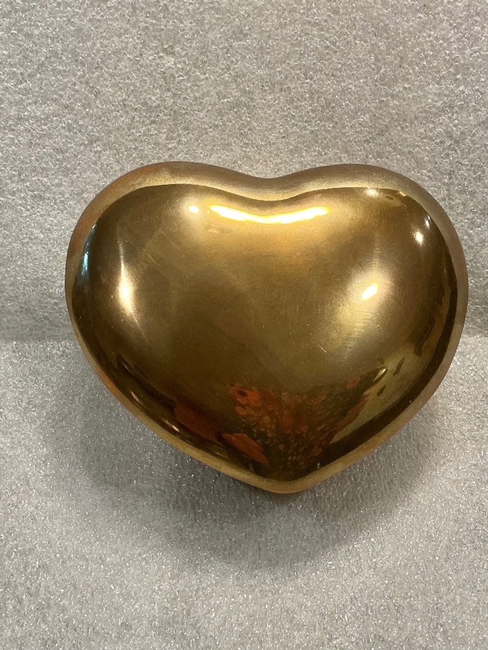 Solid Brass Heart Shaped Lidded Trinket Box Mid Century Keepsake Box